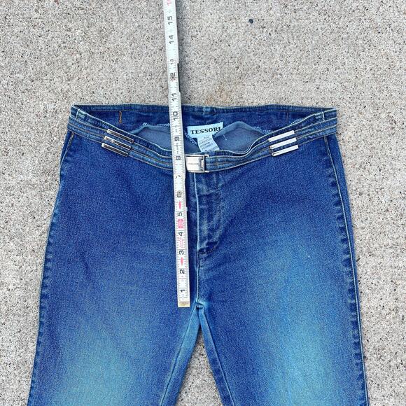 Y2K Tessori Low Rise Flared Bootcut Jeans Silver Buckle Accent | Size 28 x 29 | - Picture 6 of 10